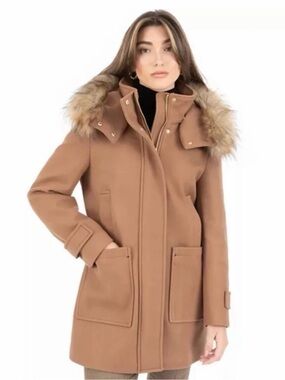 Nine West Hooded Pea Coat in Brown Size XS NWT
